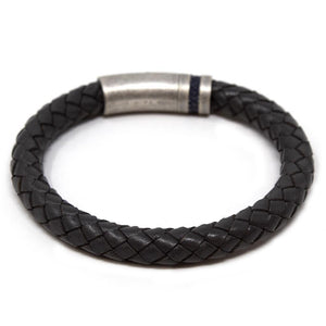 Stainless Steel Gray Leather Braided Bracelet Antique Silver Clasp - Mimmic Fashion Jewelry