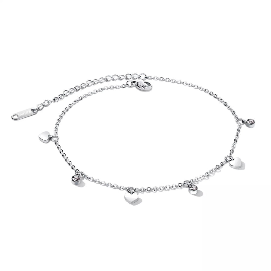 Stainless Steel Heart Charms Anklet