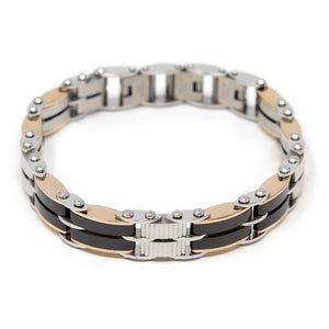 Stainless Steel Link Bracelet Black and Rose - Mimmic Fashion Jewelry