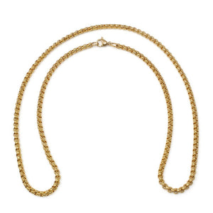 St Steel Long Box Chain Necklace GoldPl - Mimmic Fashion Jewelry