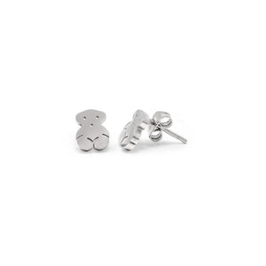 Stainless St MOP Bear W CZ Pave Neck Earrings Set - Mimmic Fashion Jewelry