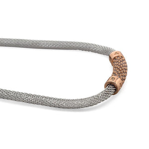 Stainless Steel Mesh Neck Pave Station - Mimmic Fashion Jewelry