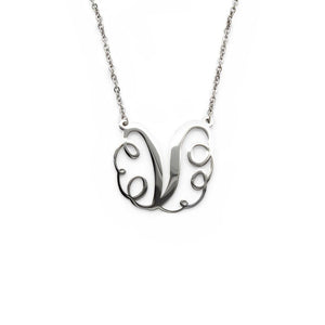 Stainless Steel Necklace Initial - V - Mimmic Fashion Jewelry