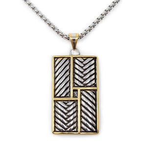 Stainless Steel Pendant Rectangle Geometric Two Tone - Mimmic Fashion Jewelry
