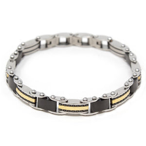 Stainless Steel Reversible Bracelet Black/Gold Ion Plated - Mimmic Fashion Jewelry