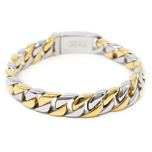 Stainless Steel Two Tone Curb Bracelet - Mimmic Fashion Jewelry