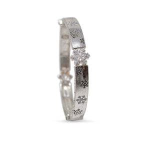 Stretch Bracelet Snow Flakes Silver Tone - Mimmic Fashion Jewelry