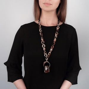 Tortoise Necklace Interlock Rings Pendant Black - Mimmic Fashion Jewelry