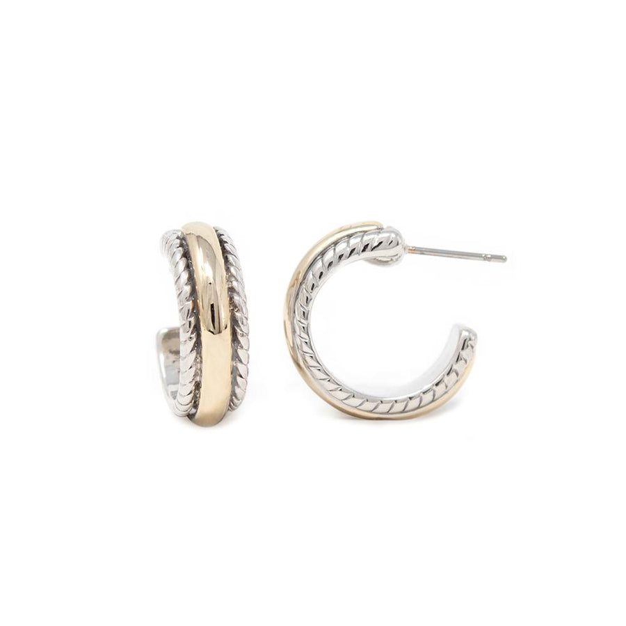 Two Tone Cable Classics Hoop Earrings - Mimmic Fashion Jewelry