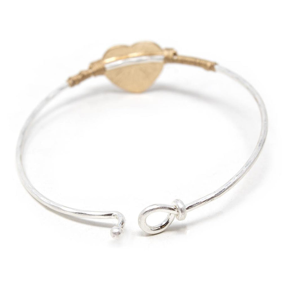 Two Tone Heart Hook Bangle Gold T - Mimmic Fashion Jewelry