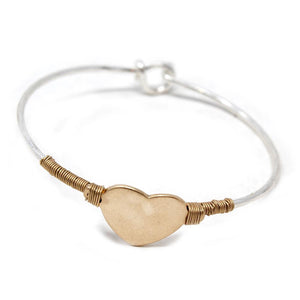 Two Tone Heart Hook Bangle Gold T - Mimmic Fashion Jewelry