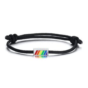 Men's Stainless Steel Rainbow Bead Rope Bracelet Black