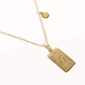 Stainless Steel Gold Plated Zodiac Necklace-AQUARIUS