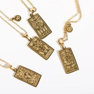 Stainless Steel Gold Plated Zodiac Necklace-AQUARIUS