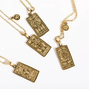 Stainless Steel Gold Plated Zodiac Necklace-GEMINI