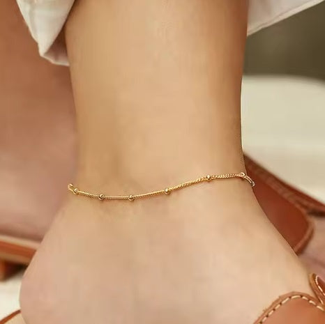 Stainless Steel Satellite Chain Anklet Gold Plated