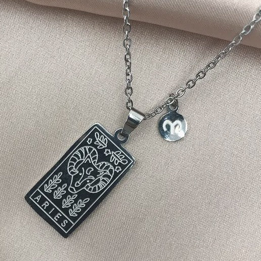 Stainless Steel Zodiac Necklace-ARIES
