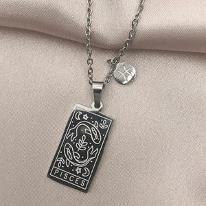 Stainless Steel Zodiac Necklace-PISCES