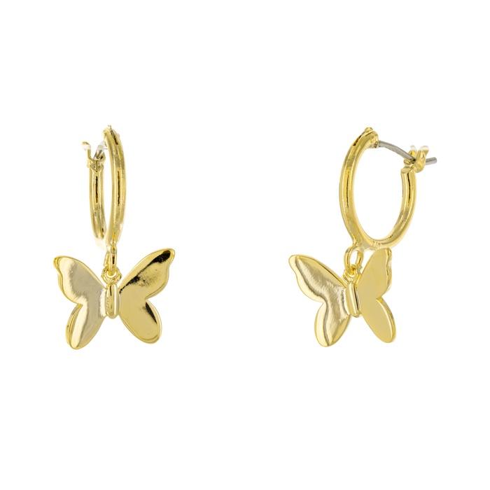 14K Gold Plated Brass Butterfly Hoop Earrings