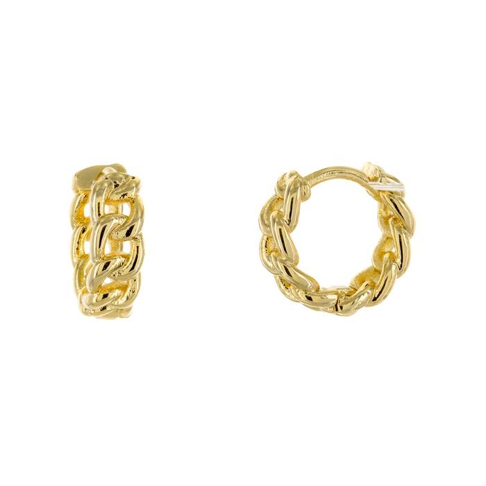 14K Gold Plated Brass Paperclip Huggie Hoop Earrings