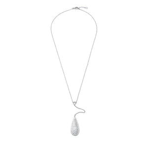 16" CZ Chain Tear Drop Necklace RhodiumPl. - Mimmic Fashion Jewelry