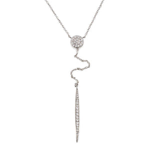 16" RhodiumPl. CZ Stiletto Chain Drop Necklace - Mimmic Fashion Jewelry