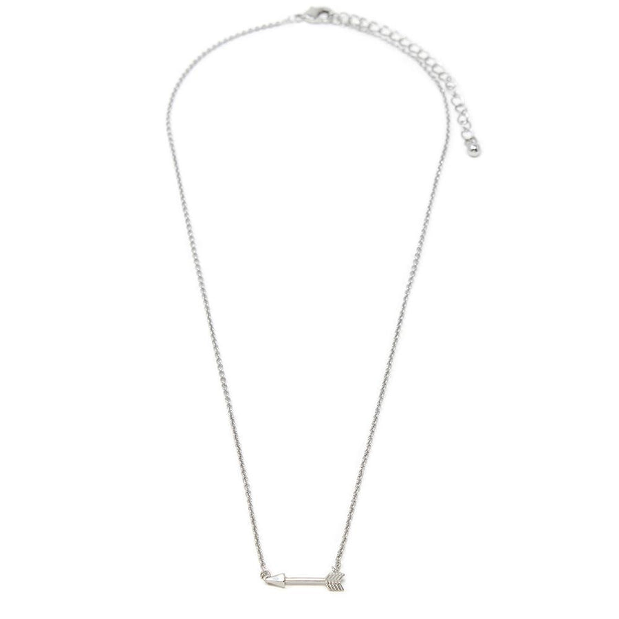 18 Inch Arrow Necklace Rhodium Pl - Mimmic Fashion Jewelry