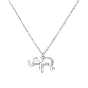 18 Inch Elephant Pendant Necklace Rhodium Pl - Mimmic Fashion Jewelry