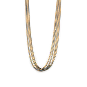 18 Inch Four Strand Liquid Metal Necklace Gold/Grey - Mimmic Fashion Jewelry