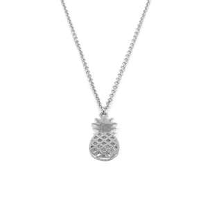 18 Inch Pineapple Pendant Neck Rhodium Pl - Mimmic Fashion Jewelry