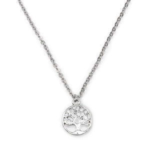 18 Inch Tree of Life Pendant Necklace Rhodium Plated - Mimmic Fashion Jewelry
