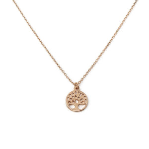 18 Inch Tree of Life Pendant Necklace Rose Gold Tone - Mimmic Fashion Jewelry