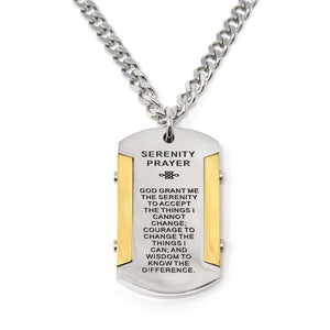 24 Inch Stainless Steel Chain with Serenity Prayer Pendant - Mimmic Fashion Jewelry