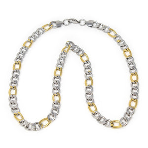 24 Inch Stainless Steel Two Tone Figaro Chain - Mimmic Fashion Jewelry