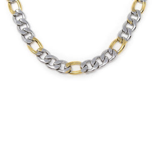 24 Inch Stainless Steel Two Tone Figaro Chain - Mimmic Fashion Jewelry