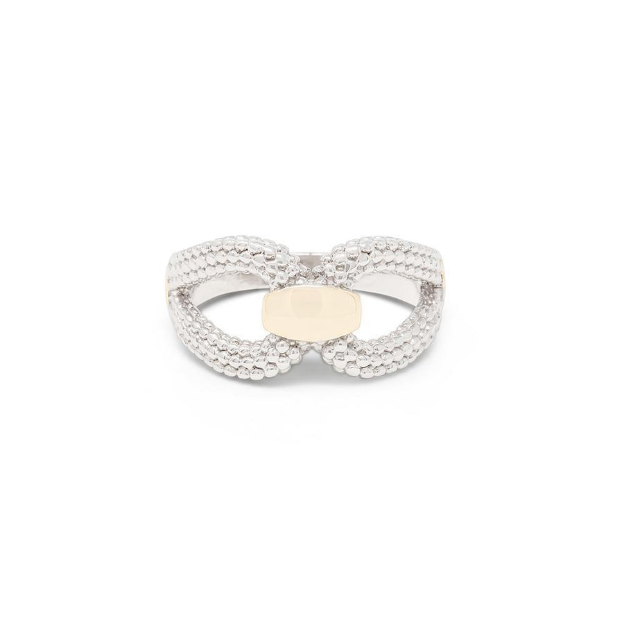 2Tone Buckle Ring Dots Texture - Mimmic Fashion Jewelry