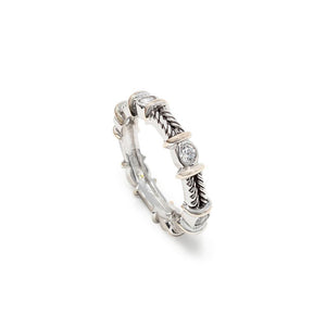 2Tone Eternity Ring Cable with Clear CZ - Mimmic Fashion Jewelry
