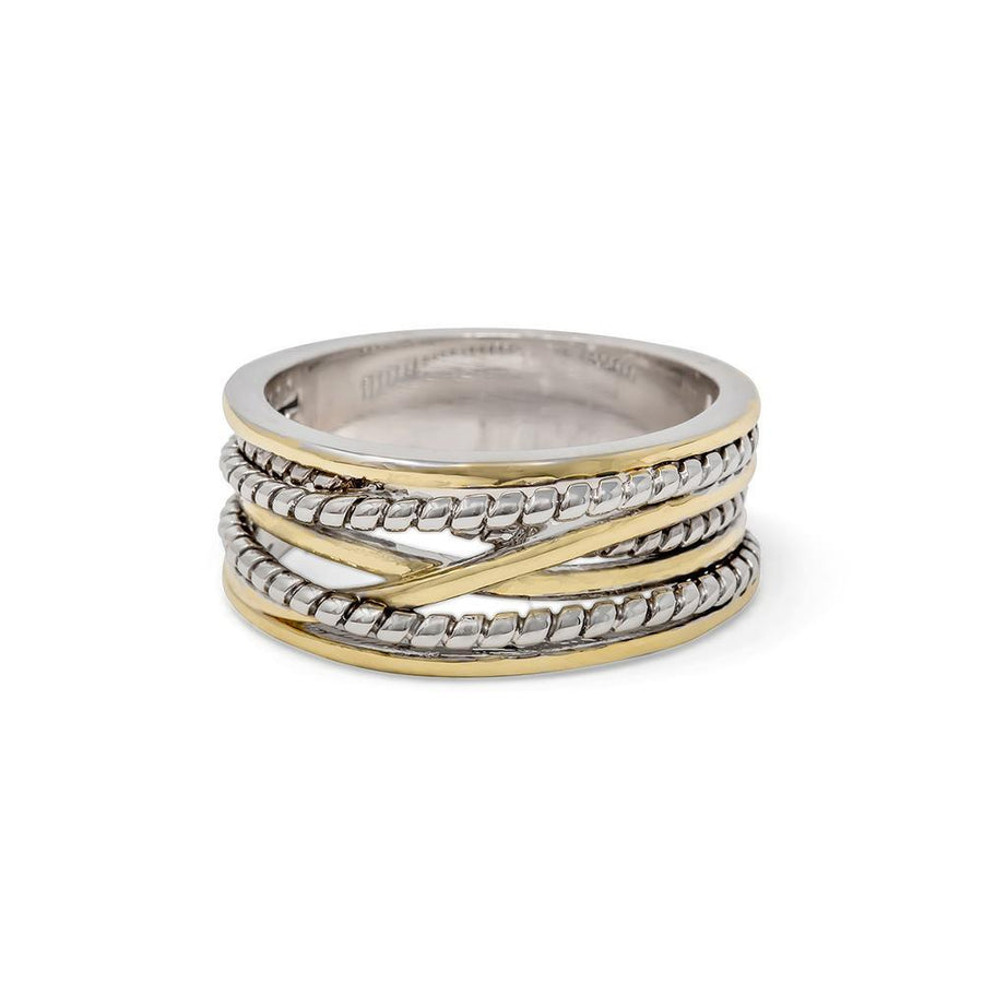 2Tone Ring CrossOver Cable - Mimmic Fashion Jewelry