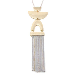 30 Inch Liquid Chain Neck W Geometric Tassel Pendant Wt - Mimmic Fashion Jewelry