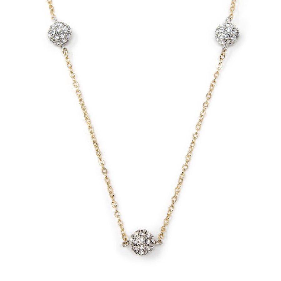 36 Inch CZ Pave Ball Necklace Gold Plated - Mimmic Fashion Jewelry
