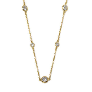 36 Inch Round CZ Chain Necklace Gold Plated - Mimmic Fashion Jewelry