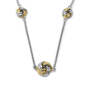 36 inch Necklace with Two Tone Knots - Mimmic Fashion Jewelry