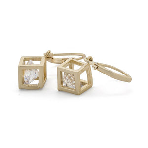 3D Square Drop Earrings Gold Plated - Mimmic Fashion Jewelry