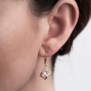 3D Sq Drop Earrings Gold Pl - Mimmic Fashion Jewelry