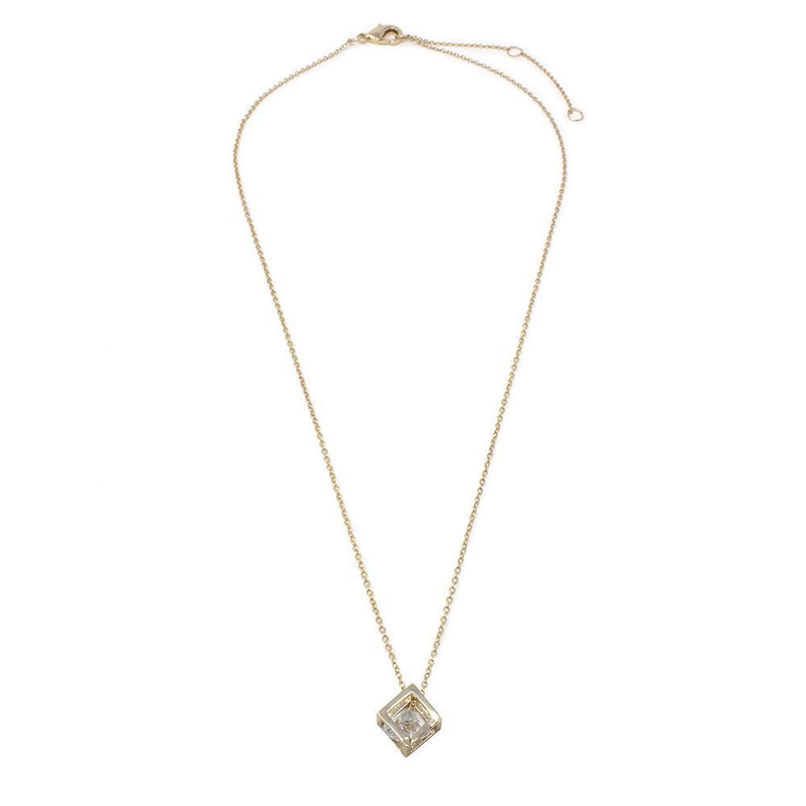 3D Sq Pendant Neck Gold Pl - Mimmic Fashion Jewelry