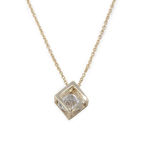 3D Sq Pendant Neck Gold Pl - Mimmic Fashion Jewelry