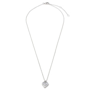 3D Square Pendant Necklace Rhodium Plated - Mimmic Fashion Jewelry