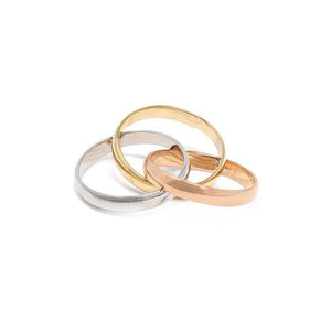 3Tone Interlocked Plain Rings - Mimmic Fashion Jewelry