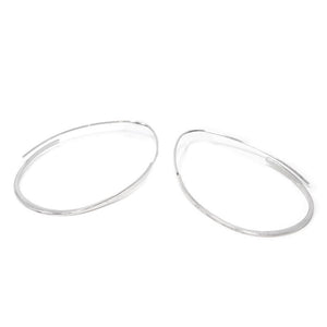 60mm Oval Pin Hoop Earrings 24kt White Gold Dip - Mimmic Fashion Jewelry