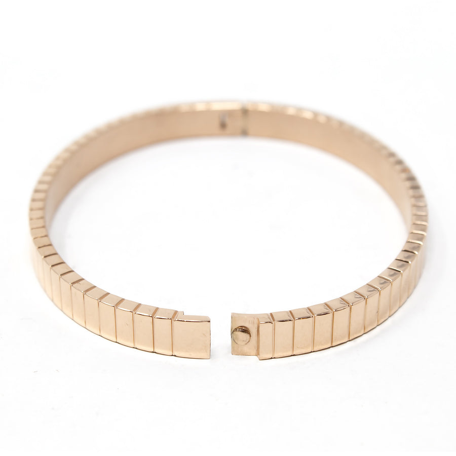 6mm STRIPED Rose Gold Plated Stainless Steel Bangle - Mimmic Fashion Jewelry
